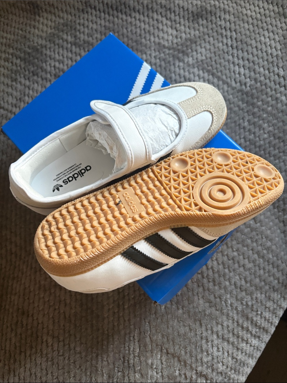 adidas Kids White Black Samba Hook-and-Loop Sneakers - Picture 3 of 4
